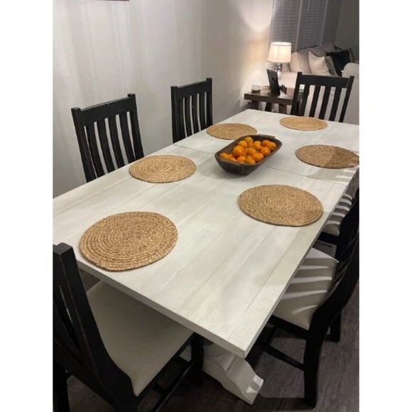 Round Woven Placemats Set of 6, Natural Water Hyacinth Place mats, 13.5"Rattan - Picture 2 of 3